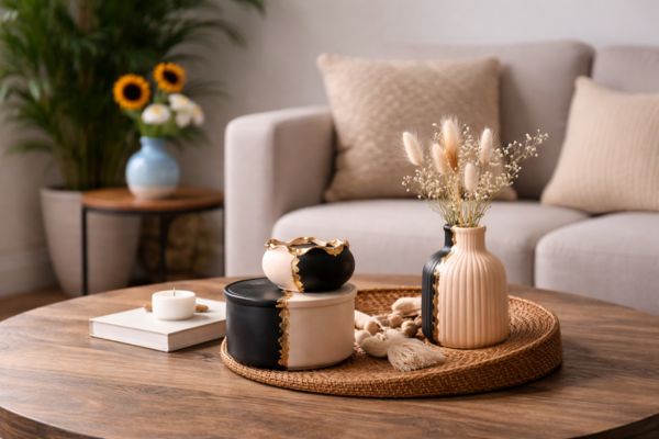 How to Style Your Coffee Table with Concrete Trays & Candles