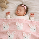 Pink Bunny Crochet Baby Blanket – A Unique Handmade Gift for Kids