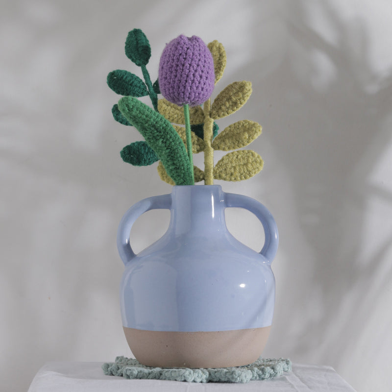 Handmade Crochet Tulip Stick with Optional Leaf Stalk Threadarrt
