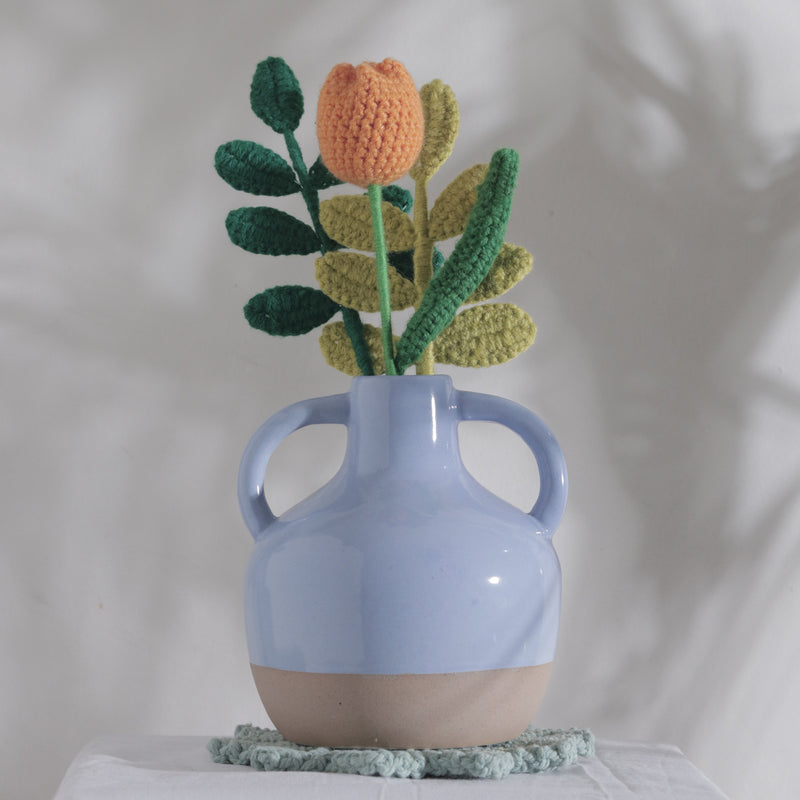 Handmade Crochet Tulip Stick with Optional Leaf Stalk Threadarrt