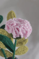 Handmade Crochet Carnation Flower Stick with Optional Leaf Stalk Threadarrt