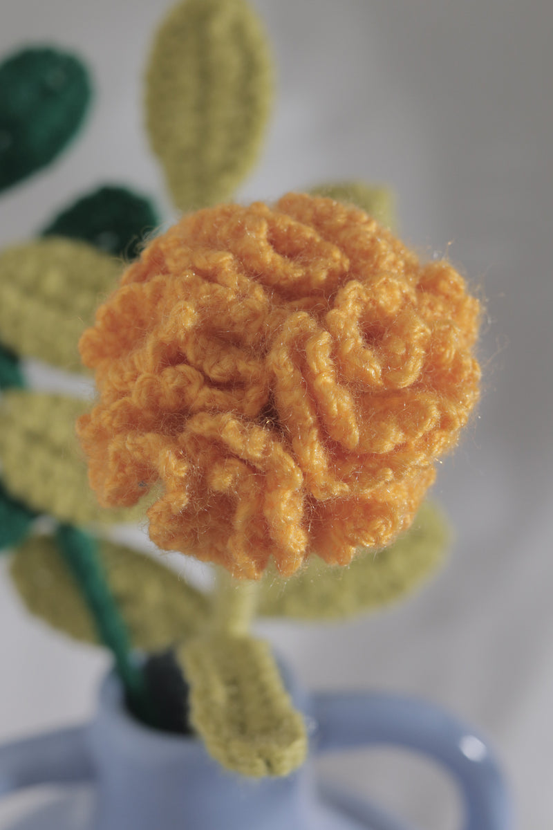 Handmade Crochet Carnation Flower Stick with Optional Leaf Stalk Threadarrt