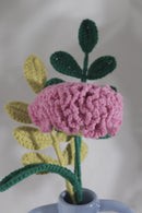 Handmade Crochet Carnation Flower Stick with Optional Leaf Stalk Threadarrt