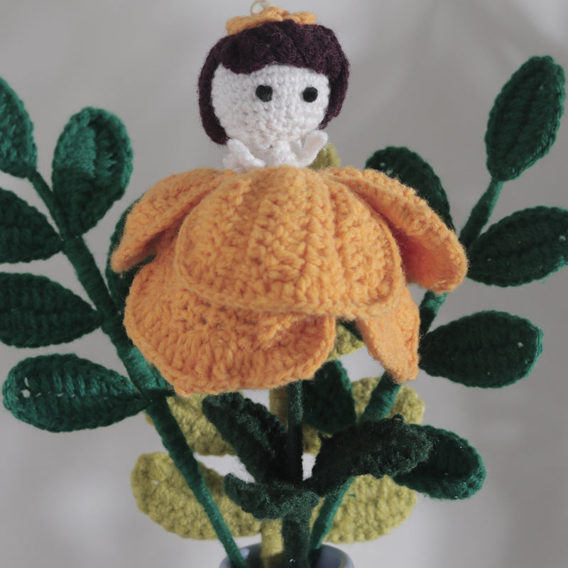 Handmade Crochet Rose Fairy – Customisable Fairy-in-a-Flower Doll