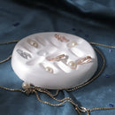 Elegant Concrete Ring Holder – Minimalist Jewelry Organizer with Pearls Threadarrt