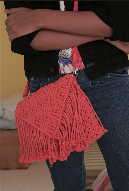 Orange Macrame Sling Bag – Spacious Boho Style