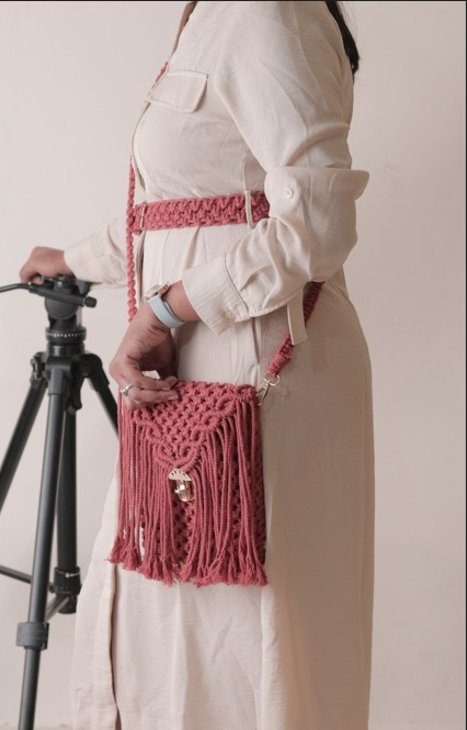 Brown Boho Macrame Sling Bag