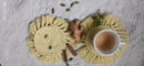 Yellow Customizable Macrame Round Coasters – 5-inch with Fringes | Durable & Soft Cotton Thread Threadarrt