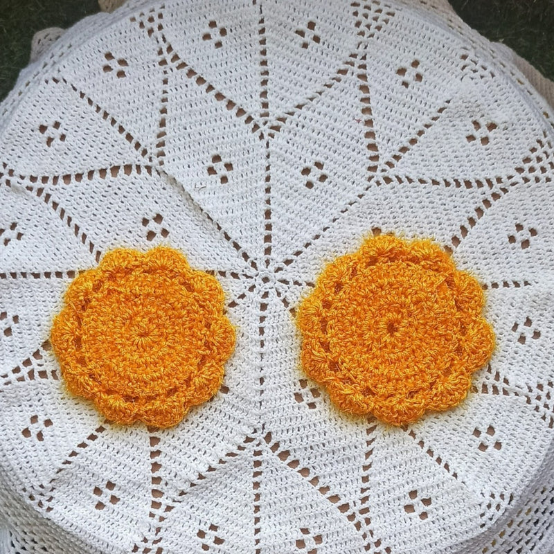 "5'inch Ornage  Crochet Coasters - Set of 2