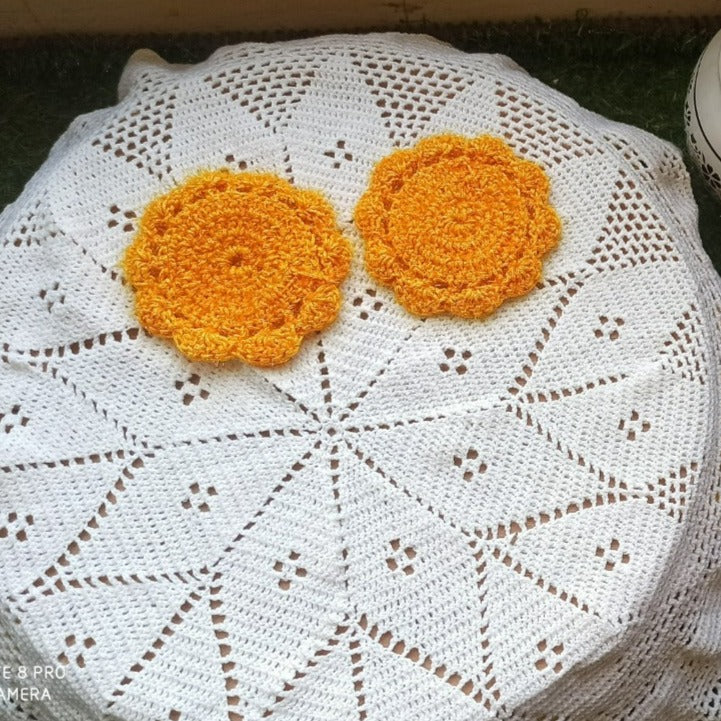 "5'inch Ornage  Crochet Coasters - Set of 2