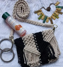 "Stylish Black & White Macrame Sling Bag Threadarrt