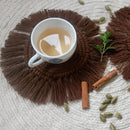 "Brown Macrame Round Coasters - Set of 2" Threadarrt