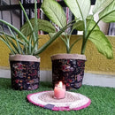 "Set of 2 Jute & Warli Fabric Planters" Threadarrt