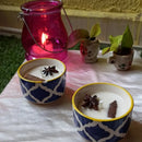 "Set of 6 Blue Pottery Candles Threadarrt