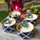 "Set of 6 Blue Pottery Candles Threadarrt