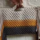 Stylish Macrame Beach Bag with Long Fringes – 10x8 Inch Handcrafted Tote Threadarrt