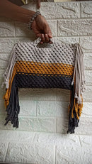 Stylish Macrame Beach Bag with Long Fringes – 10x8 Inch Handcrafted Tote Threadarrt