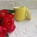 Yellow Versatile Concrete Striped Jar | Customizable Decor for Jewelry, Chocolates, Candle- Single Piece Threadarrt