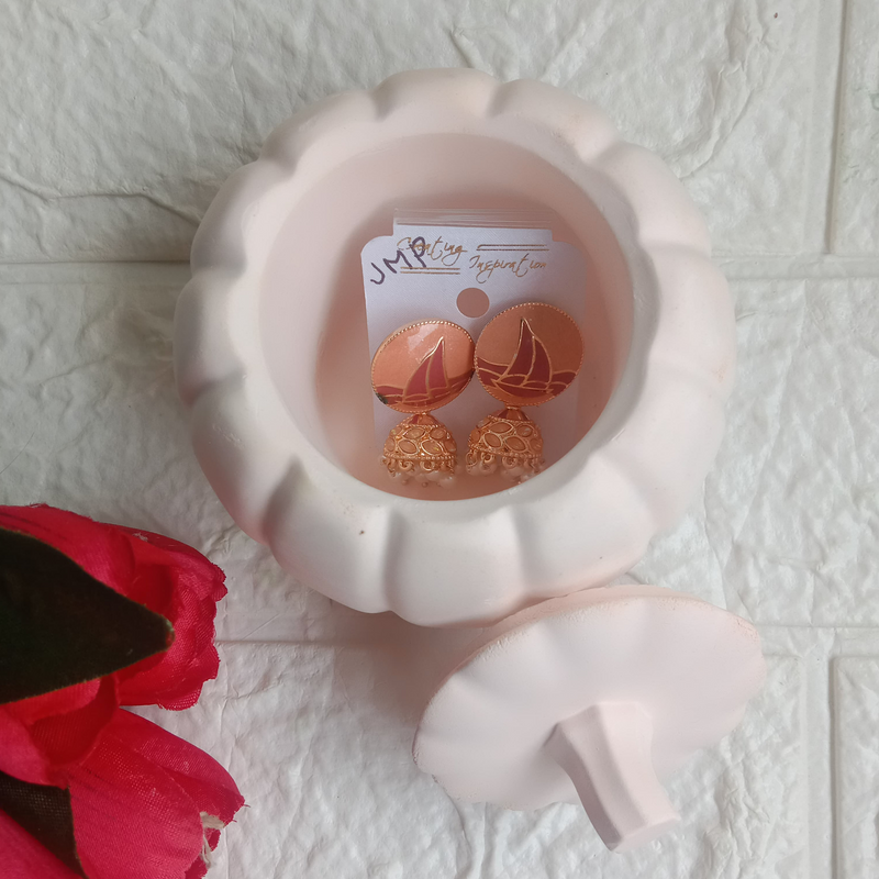 "Pumpkin Trinket Jar - Peach, Multipurpose Decor"