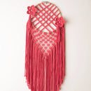 Handmade Macrame Dream Catcher with Floral Design – Coral Pink Threadarrt