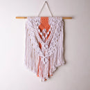 Handmade Macrame Wall Hanging in White & Peach Threadarrt