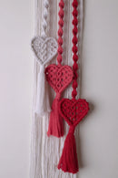 Handmade Macrame Wall Hanging with Macrame Heart Tassels Threadarrt