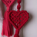 Handmade Macrame Wall Hanging with Macrame Heart Tassels Threadarrt