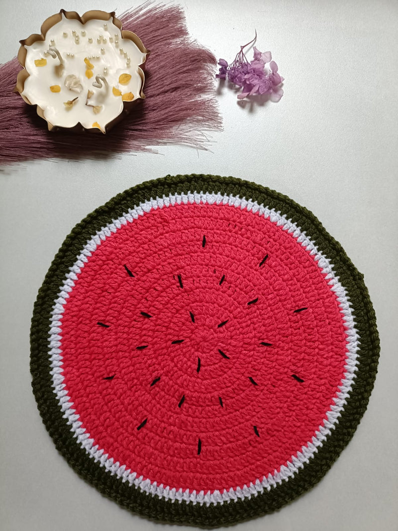 Handmade Fruit-Themed Crochet Placemat | Vibrant Dining Table Decor