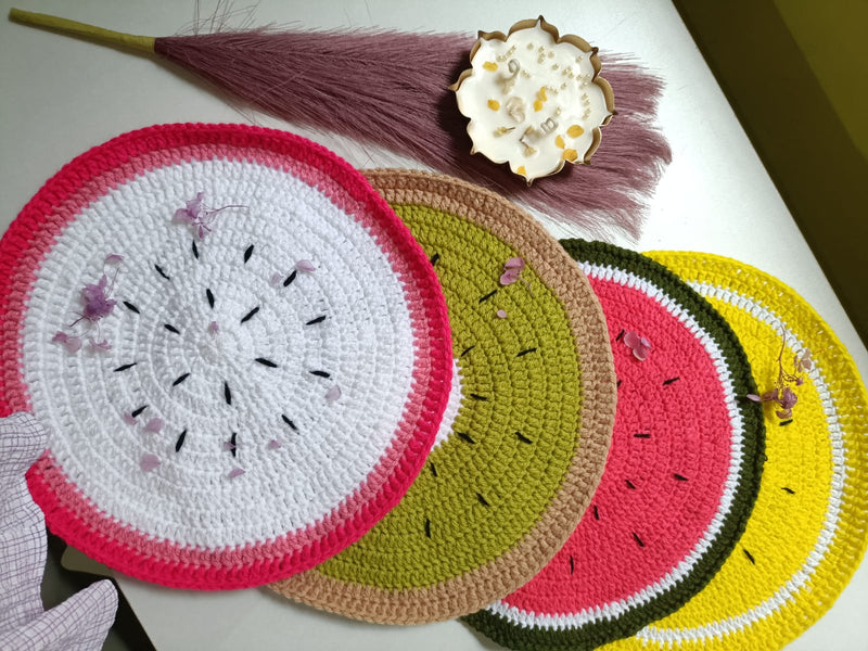 Handmade Fruit-Themed Crochet Placemat | Vibrant Dining Table Decor