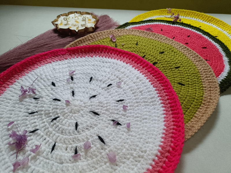 Handmade Fruit-Themed Crochet Placemat | Vibrant Dining Table Decor