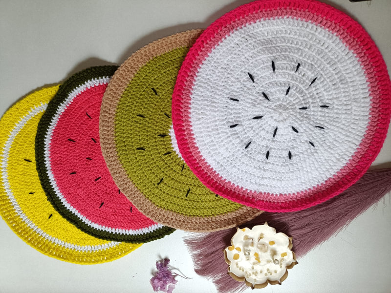 Handmade Fruit-Themed Crochet Placemat | Vibrant Dining Table Decor