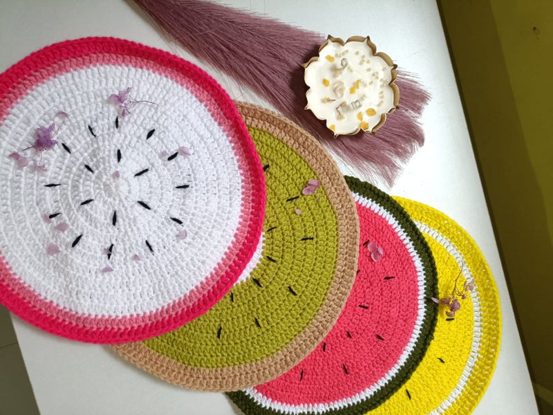 Handmade Fruit-Themed Crochet Placemat | Vibrant Dining Table Decor
