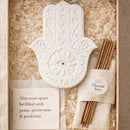 Hamsa Hand Aroma Diffuser Gift Set | Protection Hand Fragrance Stone with Incense | Handmade Spiritual Gift