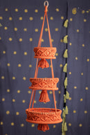 Handmade 3-Tier Macrame Hanging Basket | Boho Home Décor Threadarrt