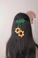 Sunflower  Crochet Hair Clip – Soft & Stylish Threadarrt