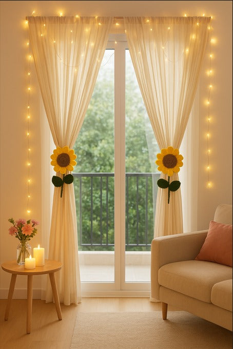Handmade Sunflower Curtain Holder Threadarrt
