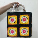 Handmade Crochet Granny Square Box Bag