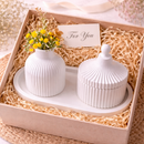 White ceramic vase and container set in a decorative box with a 'For You' card.